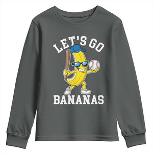 Funny Banana Youth Sweatshirt Lets Go Bananas TS10 Dark Heather Print Your Wear