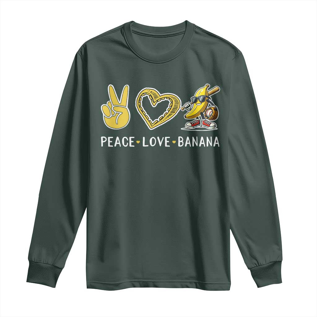 Funny Love Bananas Long Sleeve Shirt Cute Banana Gifts TS10 Dark Forest Green Print Your Wear