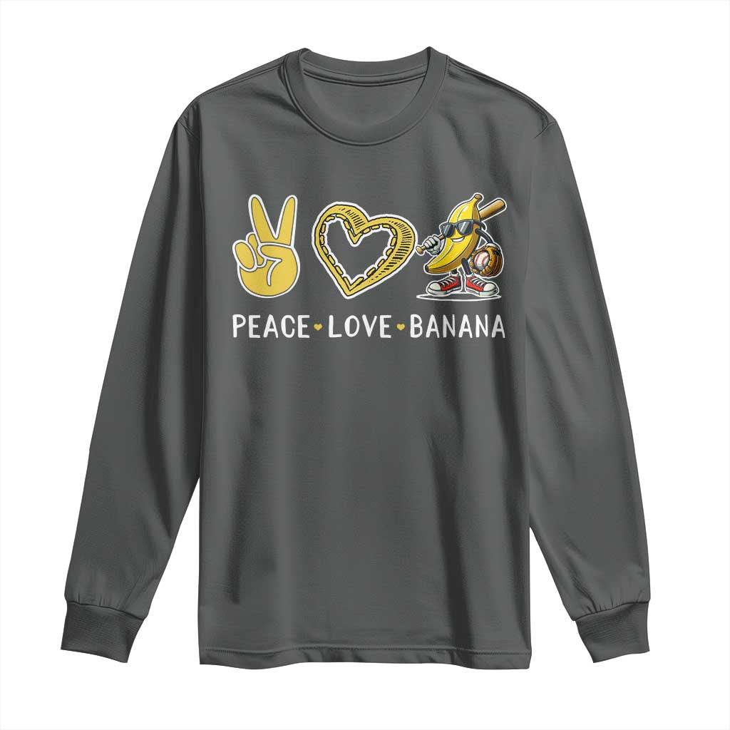 Funny Love Bananas Long Sleeve Shirt Cute Banana Gifts TS10 Dark Heather Print Your Wear