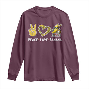 Funny Love Bananas Long Sleeve Shirt Cute Banana Gifts TS10 Maroon Print Your Wear