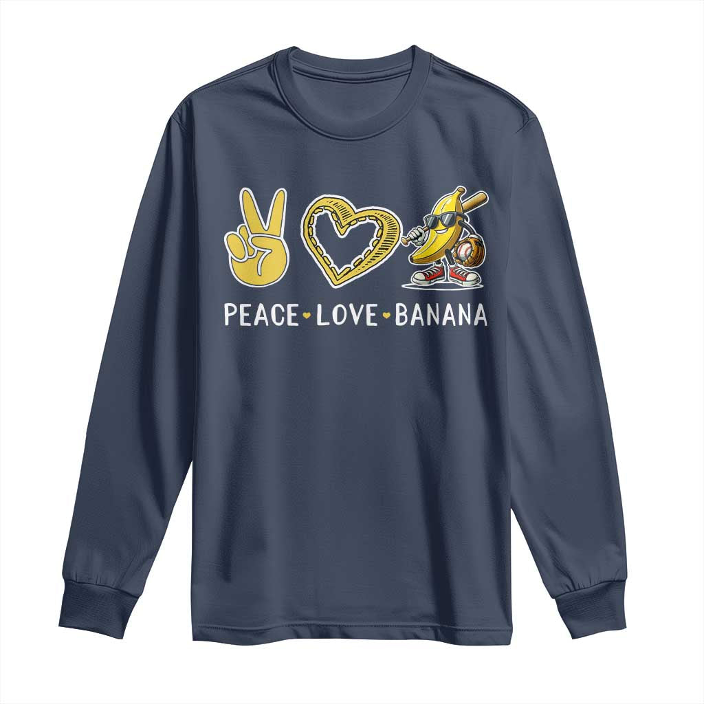 Funny Love Bananas Long Sleeve Shirt Cute Banana Gifts TS10 Navy Print Your Wear