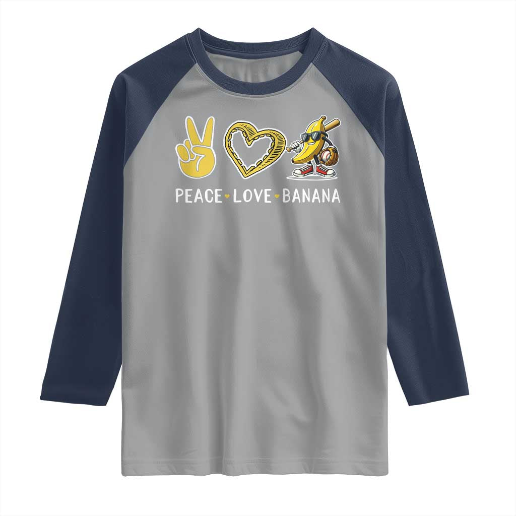 Funny Love Bananas Raglan Shirt Cute Banana Gifts TS10 Sport Gray Navy Print Your Wear