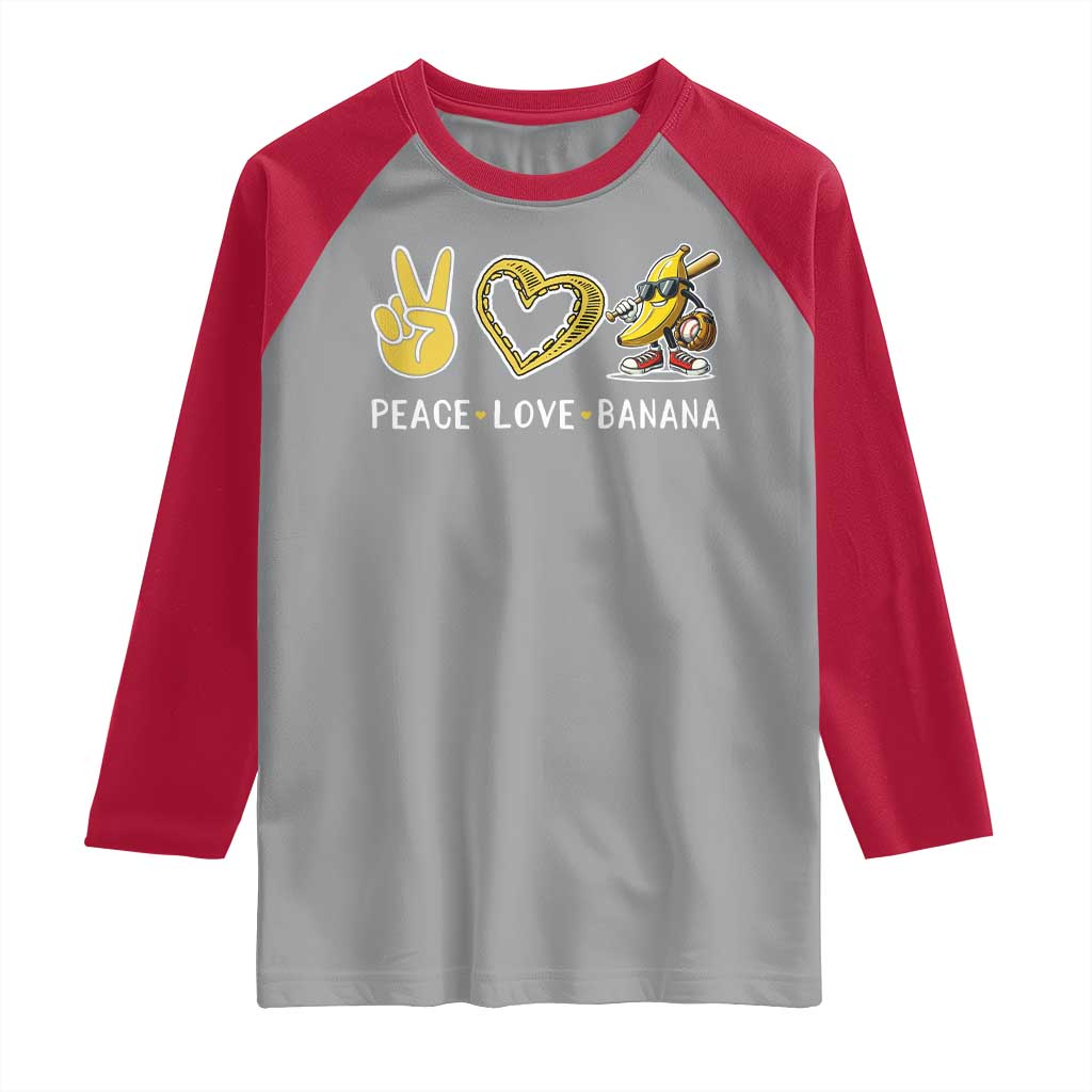 Funny Love Bananas Raglan Shirt Cute Banana Gifts TS10 Sport Gray Red Print Your Wear