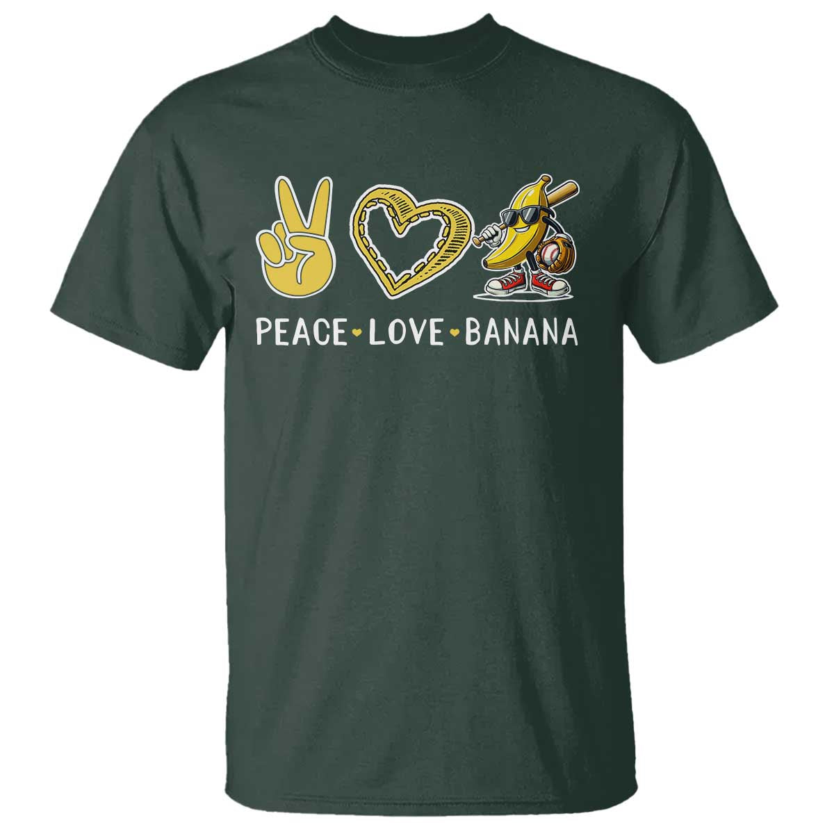 Funny Love Bananas T Shirt Cute Banana Gifts TS10 Dark Forest Green Print Your Wear