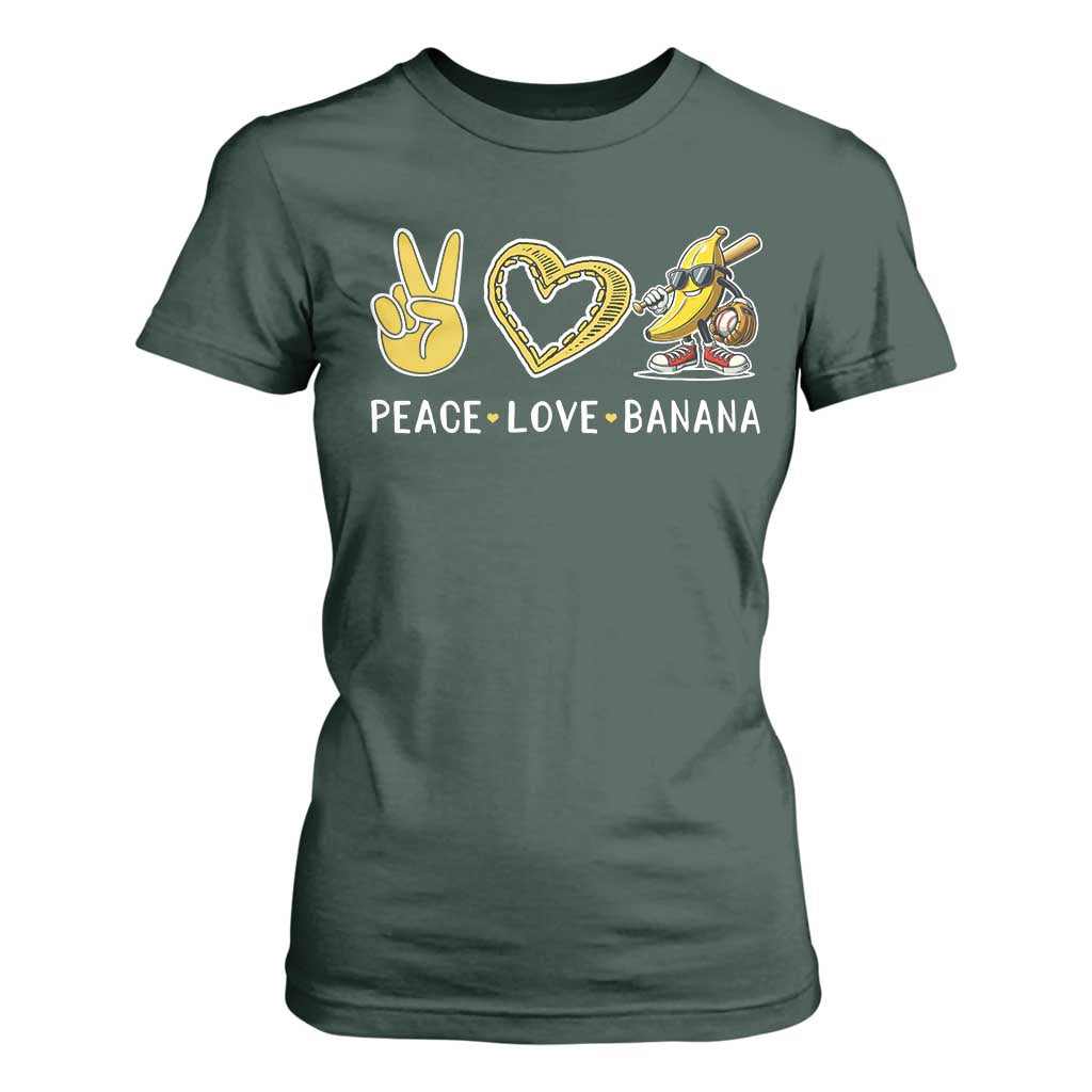 Funny Love Bananas T Shirt For Women Cute Banana Gifts TS10 Dark Forest Green Print Your Wear