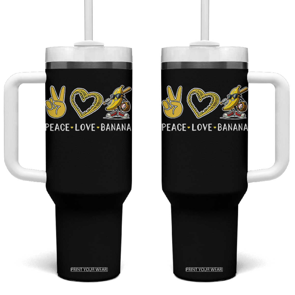 Funny Love Bananas Tumbler With Handle Cute Banana Gifts TS10 One Size: 40 oz Black Print Your Wear