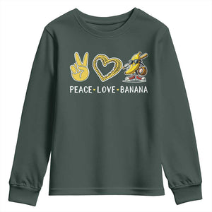 Funny Love Bananas Youth Sweatshirt Cute Banana Gifts TS10 Dark Forest Green Print Your Wear