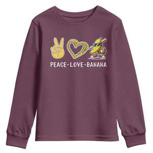 Funny Love Bananas Youth Sweatshirt Cute Banana Gifts TS10 Maroon Print Your Wear