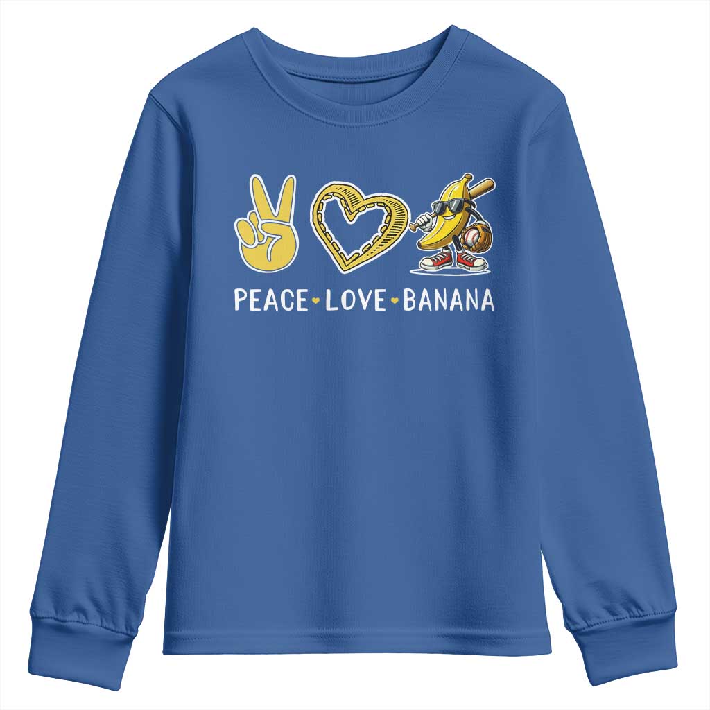 Funny Love Bananas Youth Sweatshirt Cute Banana Gifts TS10 Royal Blue Print Your Wear