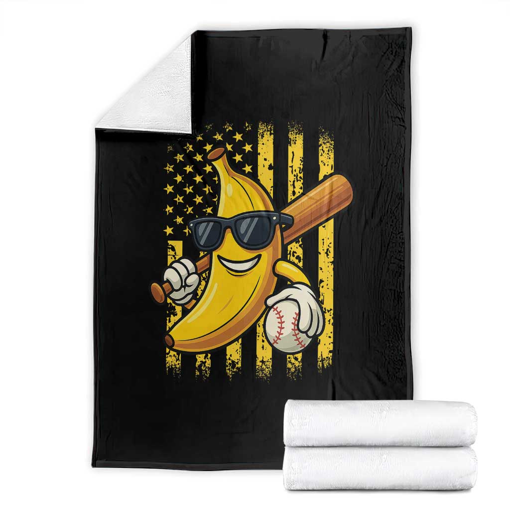 Retro Bananas Throw Blanket Vintage American Flag Banana Lover TS10 Black Print Your Wear