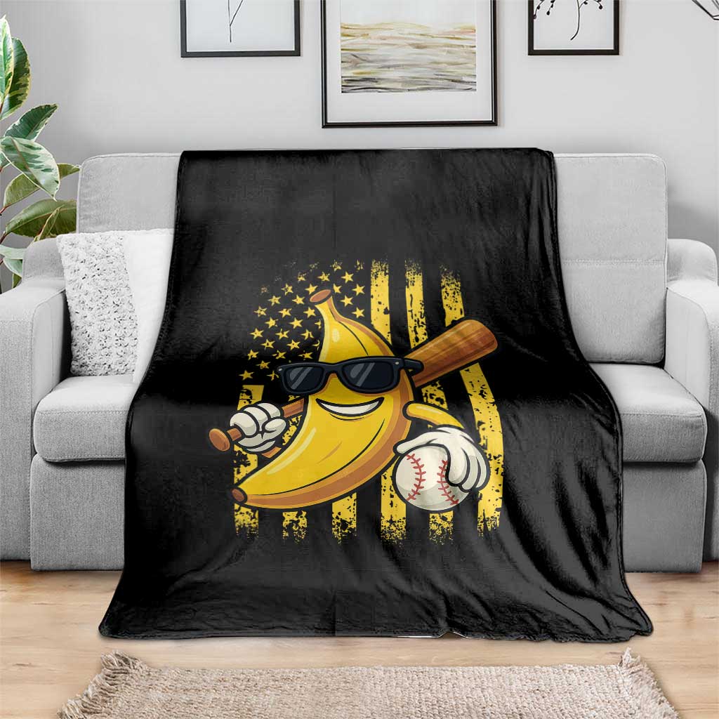 Retro Bananas Throw Blanket Vintage American Flag Banana Lover TS10 Print Your Wear