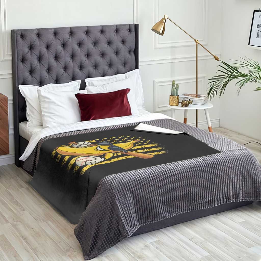 Retro Bananas Throw Blanket Vintage American Flag Banana Lover TS10 Print Your Wear