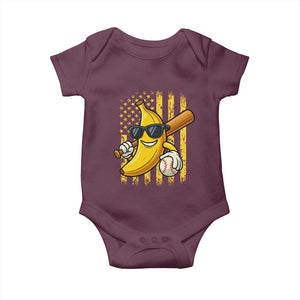 Retro Bananas Baby Onesie Vintage American Flag Banana Lover TS10 Maroon Print Your Wear