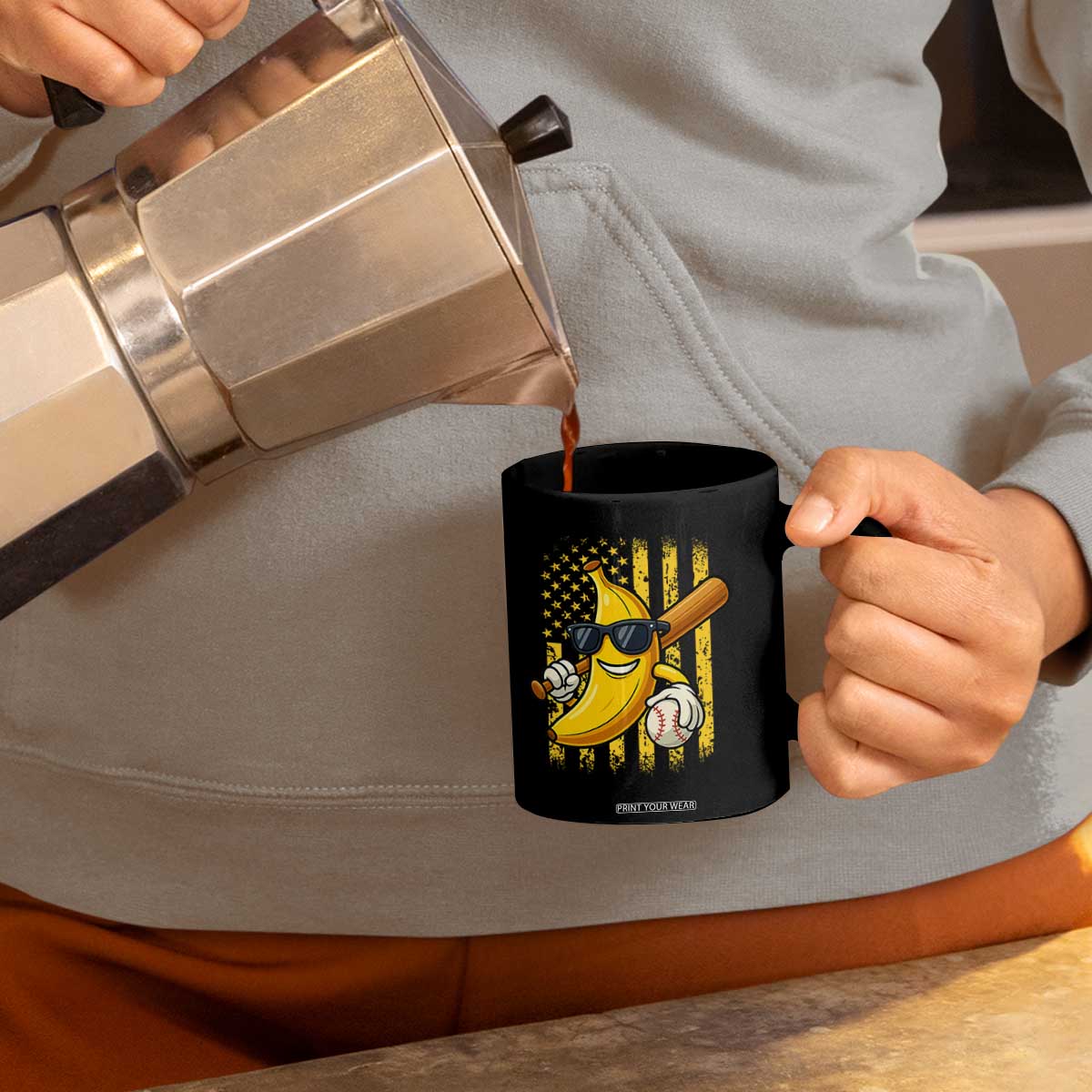 Retro Bananas Coffee Mug Vintage American Flag Banana Lover TS10 Print Your Wear