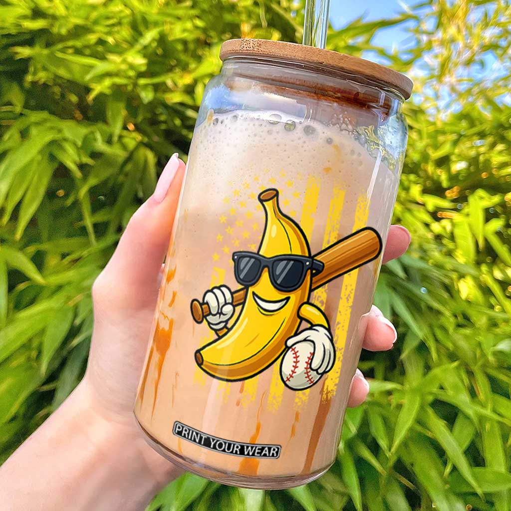 Retro Bananas Glass Can Vintage American Flag Banana Lover TS10 Black Print Your Wear