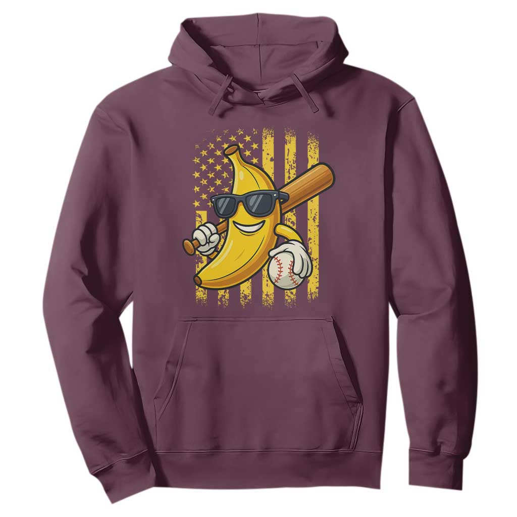 Retro Bananas Hoodie Vintage American Flag Banana Lover TS10 Maroon Print Your Wear