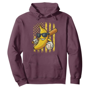 Retro Bananas Hoodie Vintage American Flag Banana Lover TS10 Maroon Print Your Wear