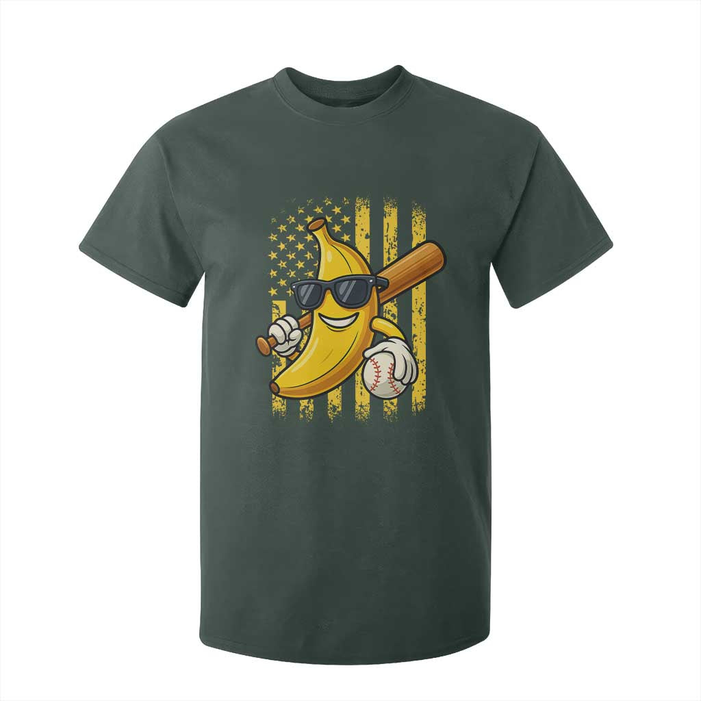 Retro Bananas T Shirt For Kid Vintage American Flag Banana Lover TS10 Dark Forest Green Print Your Wear