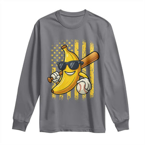 Retro Bananas Long Sleeve Shirt Vintage American Flag Banana Lover TS10 Charcoal Print Your Wear