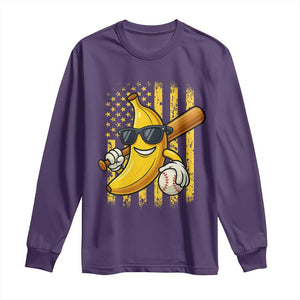 Retro Bananas Long Sleeve Shirt Vintage American Flag Banana Lover TS10 Purple Print Your Wear
