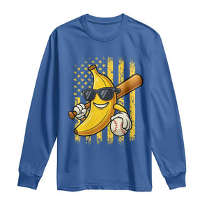Retro Bananas Long Sleeve Shirt Vintage American Flag Banana Lover TS10 Royal Blue Print Your Wear