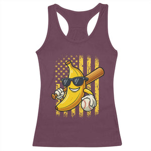 Retro Bananas Racerback Tank Top Vintage American Flag Banana Lover TS10 Maroon Print Your Wear
