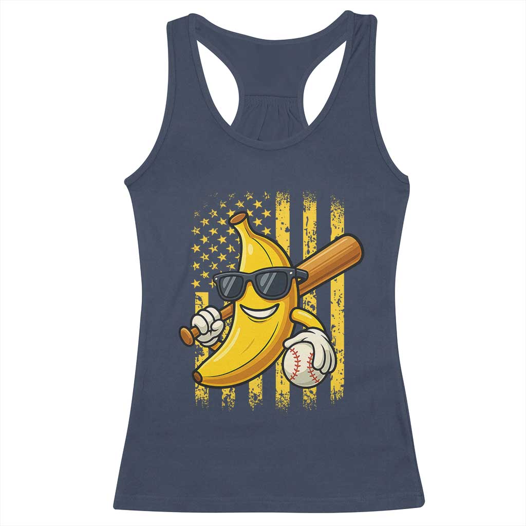 Retro Bananas Racerback Tank Top Vintage American Flag Banana Lover TS10 Navy Print Your Wear