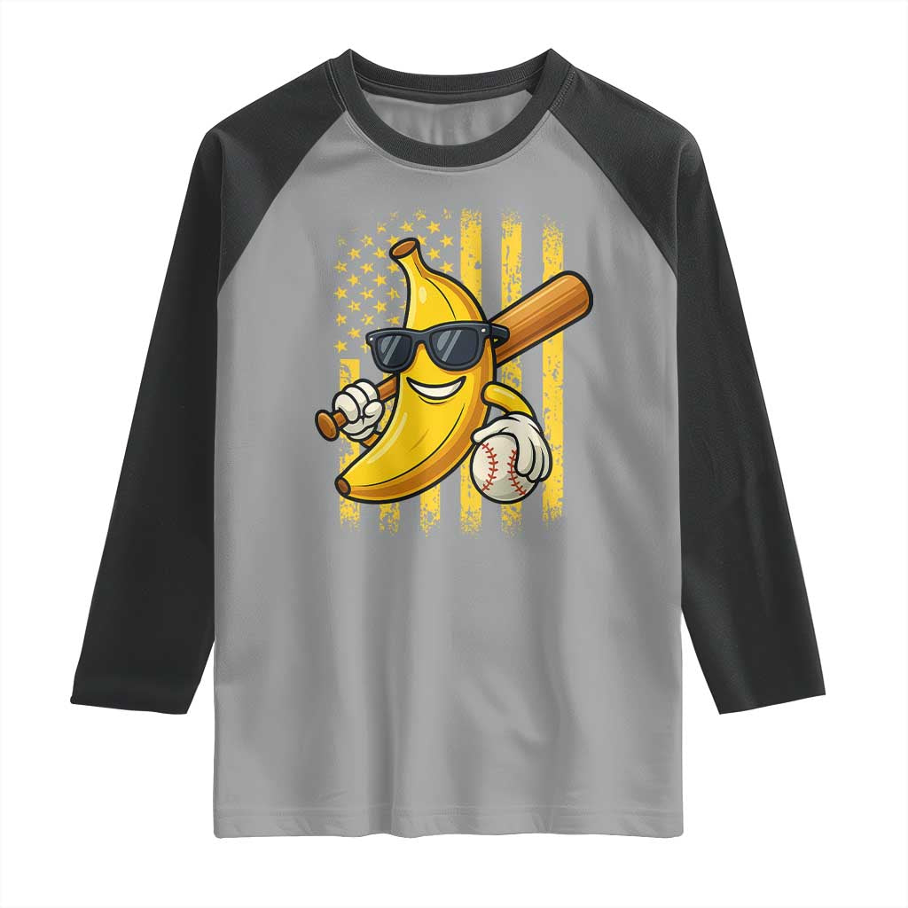 Retro Bananas Raglan Shirt Vintage American Flag Banana Lover TS10 Sport Gray Black Print Your Wear