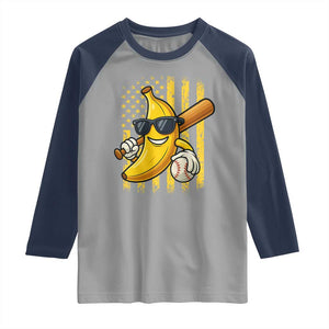 Retro Bananas Raglan Shirt Vintage American Flag Banana Lover TS10 Sport Gray Navy Print Your Wear