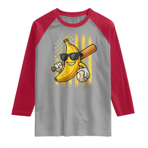 Retro Bananas Raglan Shirt Vintage American Flag Banana Lover TS10 Sport Gray Red Print Your Wear