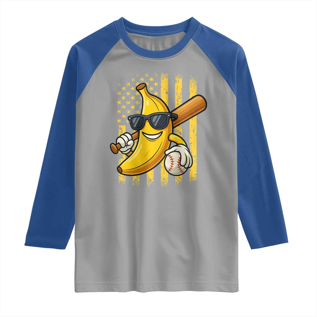 Retro Bananas Raglan Shirt Vintage American Flag Banana Lover TS10 Sport Gray Royal Print Your Wear