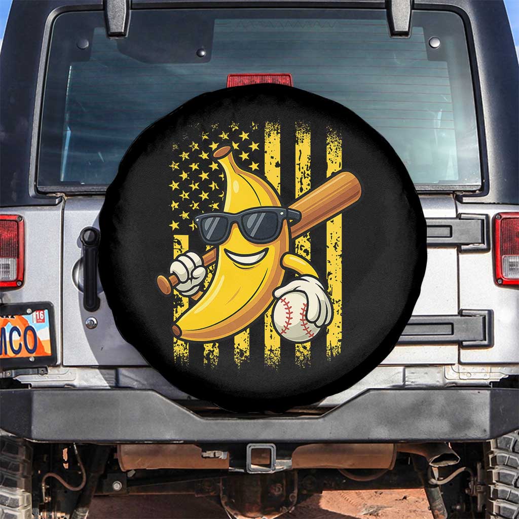 Retro Bananas Spare Tire Cover Vintage American Flag Banana Lover TS10 No hole Black Print Your Wear