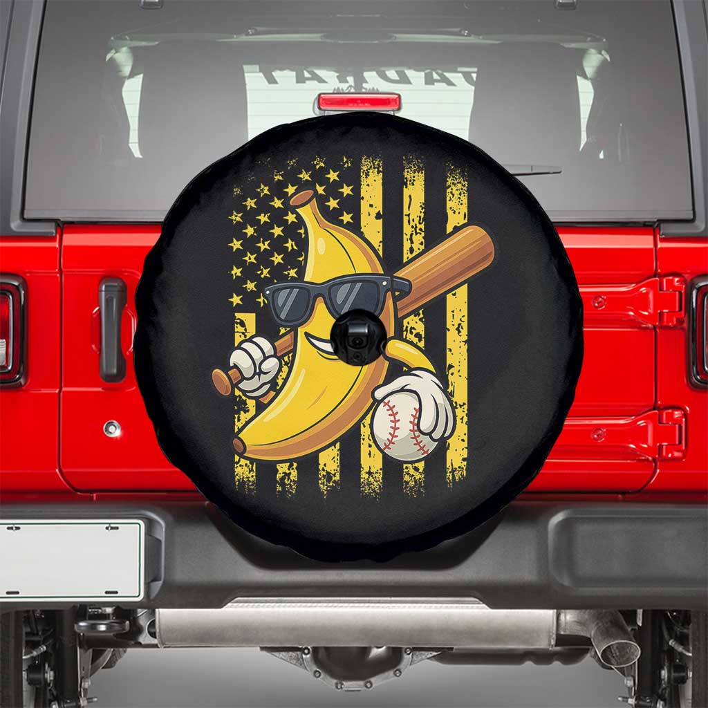Retro Bananas Spare Tire Cover Vintage American Flag Banana Lover TS10 Black Print Your Wear
