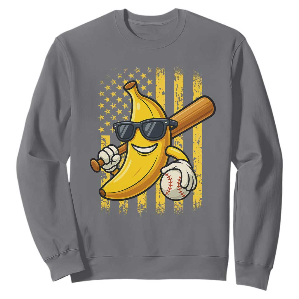 Retro Bananas Sweatshirt Vintage American Flag Banana Lover TS10 Charcoal Print Your Wear