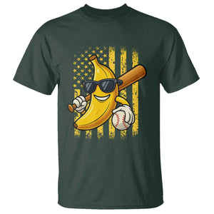 Retro Bananas T Shirt Vintage American Flag Banana Lover TS10 Dark Forest Green Print Your Wear