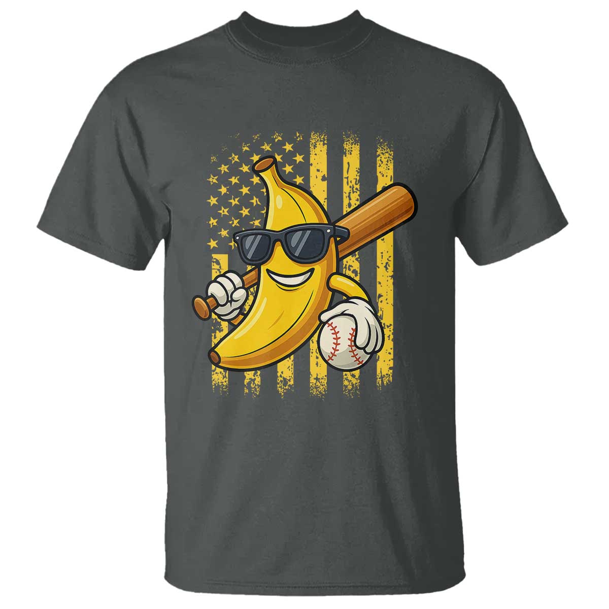 Retro Bananas T Shirt Vintage American Flag Banana Lover TS10 Dark Heather Print Your Wear