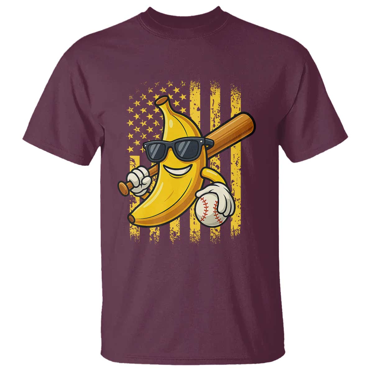 Retro Bananas T Shirt Vintage American Flag Banana Lover TS10 Maroon Print Your Wear