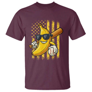 Retro Bananas T Shirt Vintage American Flag Banana Lover TS10 Maroon Print Your Wear