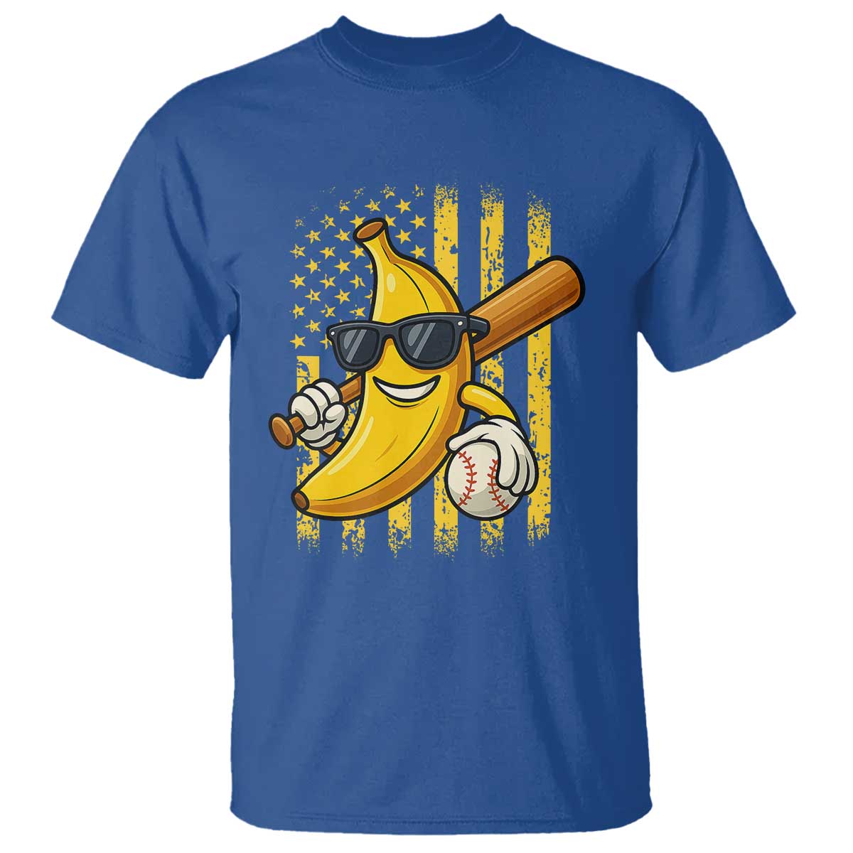 Retro Bananas T Shirt Vintage American Flag Banana Lover TS10 Royal Blue Print Your Wear
