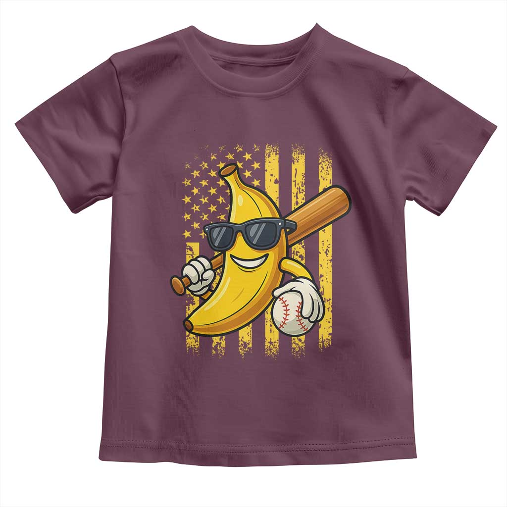 Retro Bananas Toddler T Shirt Vintage American Flag Banana Lover TS10 Maroon Print Your Wear