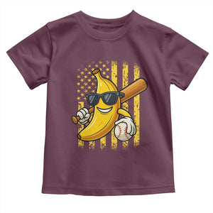 Retro Bananas Toddler T Shirt Vintage American Flag Banana Lover TS10 Maroon Print Your Wear