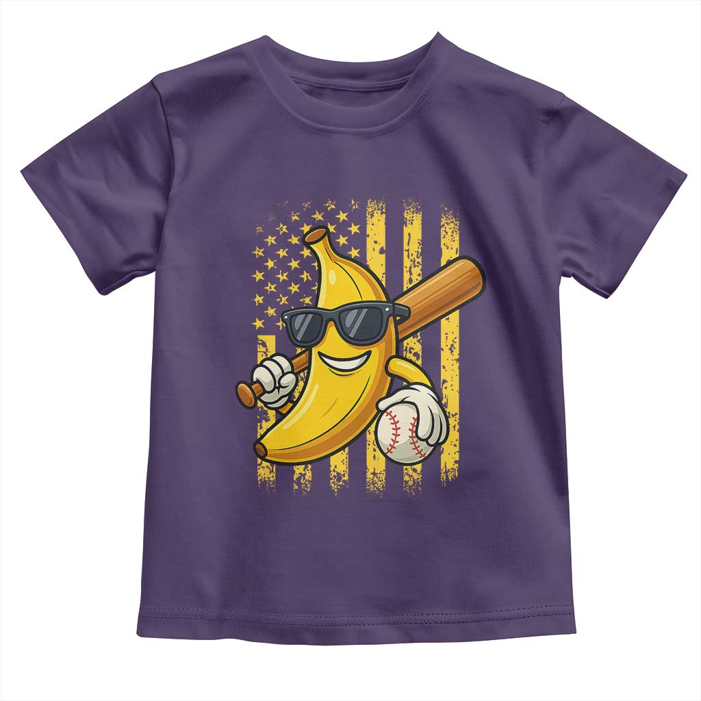 Retro Bananas Toddler T Shirt Vintage American Flag Banana Lover TS10 Purple Print Your Wear