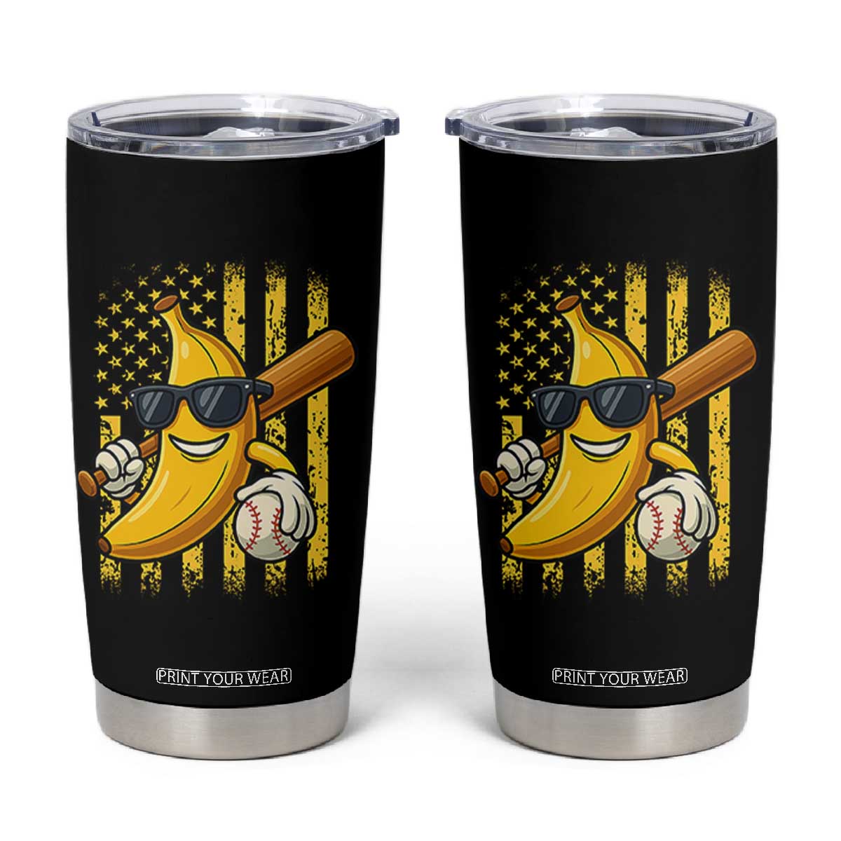 Retro Bananas Tumbler Cup Vintage American Flag Banana Lover TS10 Black Print Your Wear