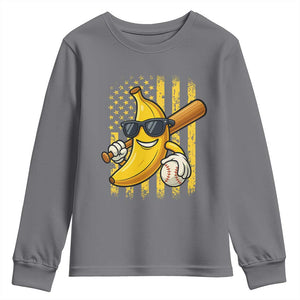 Retro Bananas Youth Sweatshirt Vintage American Flag Banana Lover TS10 Charcoal Print Your Wear