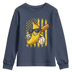 Retro Bananas Youth Sweatshirt Vintage American Flag Banana Lover TS10 Navy Print Your Wear