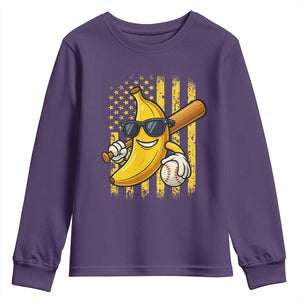 Retro Bananas Youth Sweatshirt Vintage American Flag Banana Lover TS10 Purple Print Your Wear