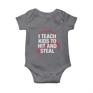 Baseball Coach Baby Onesie I Teach Kids To Hit And Steal TS10 Charcoal Print Your Wear