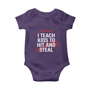 Baseball Coach Baby Onesie I Teach Kids To Hit And Steal TS10 Purple Print Your Wear