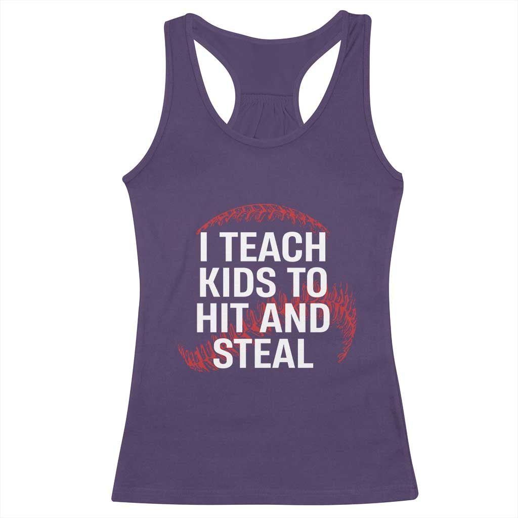 Baseball Coach Racerback Tank Top I Teach Kids To Hit And Steal TS10 Purple Print Your Wear