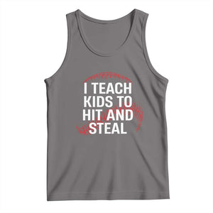 Baseball Coach Tank Top I Teach Kids To Hit And Steal TS10 Deep Heather Print Your Wear